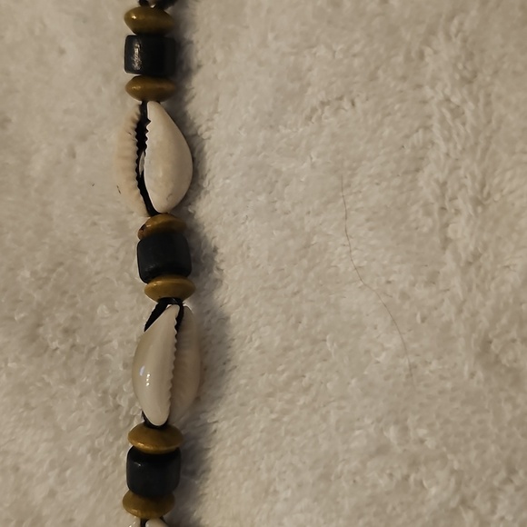 Vintage Seashell & Bead Black Cord Belt with Tie Closure EUC - Picture 8 of 10